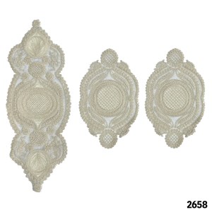 3تیکه حریر طرح گندم کرم طلایی